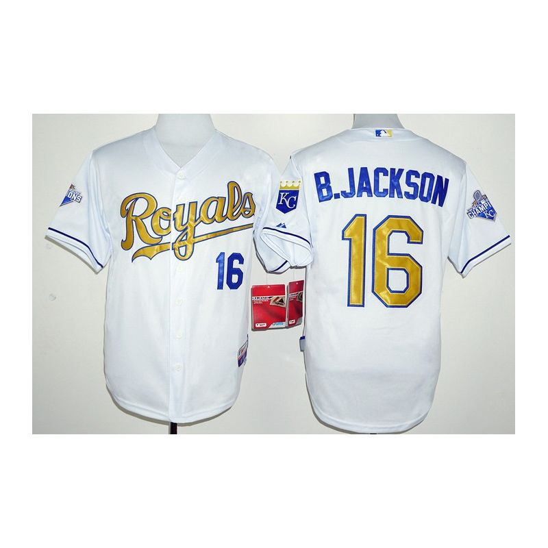 Cheap Bo Jackson Royals Jersey From China White World Series Champions Gold Program #16