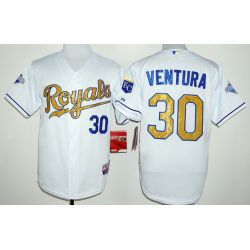 Cheap Yordano Ventura Royals Jersey From China White World Series Champions Gold Program #30