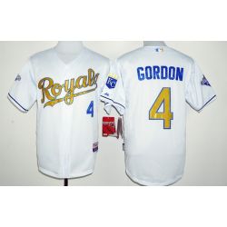 Cheap Alex Gordon Royals Jersey From China White World Series Champions Gold Program #4