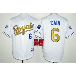 Cheap Lorenzo Cain Royals Jersey From China White World Series Champions Gold Program #6