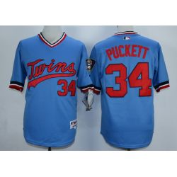 Cheap Kirby Puckett Twins Jersey From China Blue V-neck throwback #34