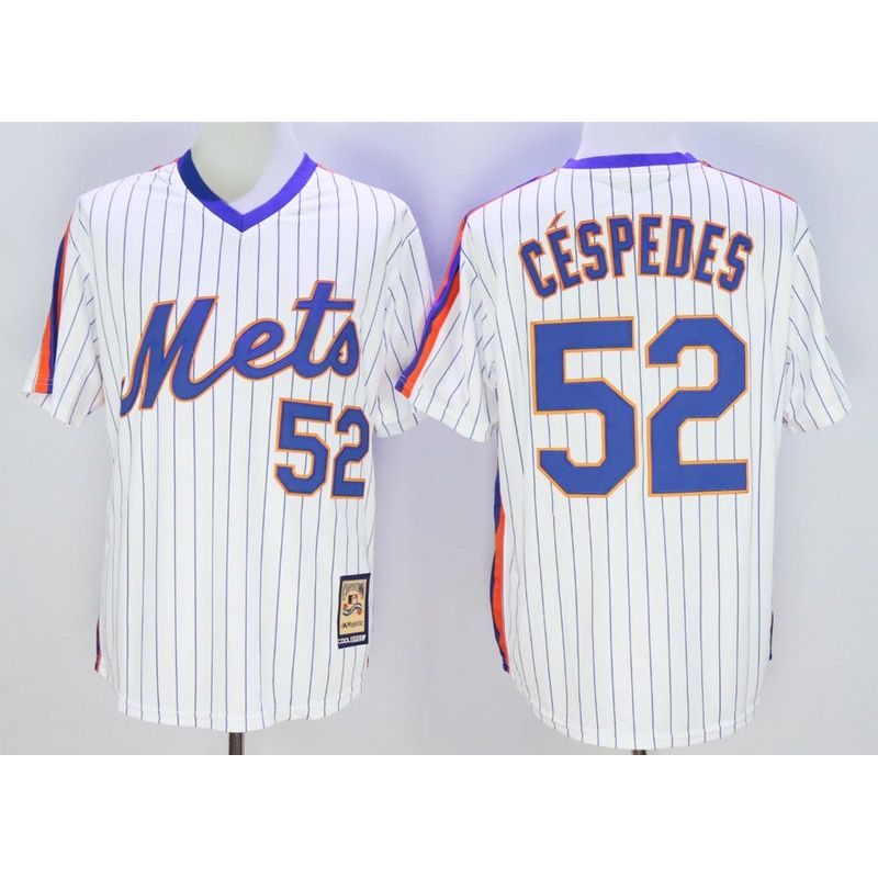 Cheap Yoenis Cespedes Mets Jersey From China White V-neck throwback #52