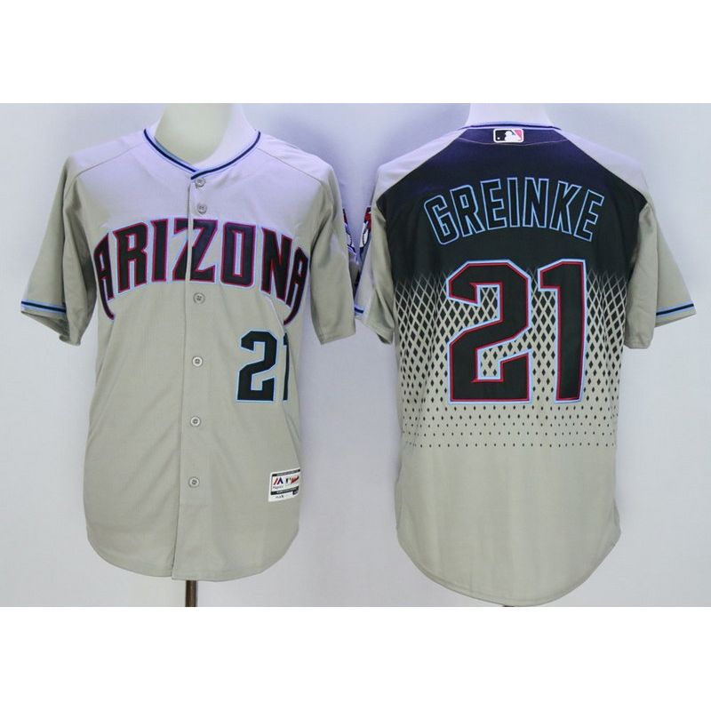 Cheap Zack Greinke Diamondbacks Jersey From China Grey green lettering FLEXBASE #21