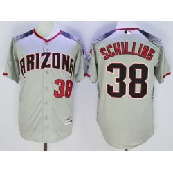 Cheap Curt Schilling Diamondbacks Jersey From China Grey red lettering FLEXBASE #38