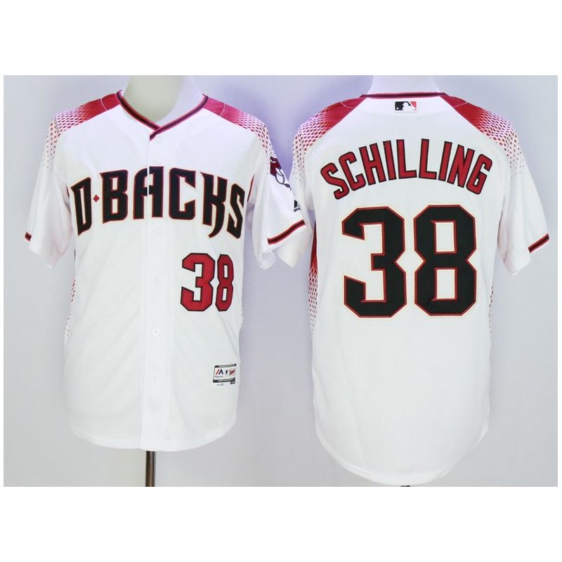 Cheap Curt Schilling Diamondbacks Jersey From China White red lettering FLEXBASE #38