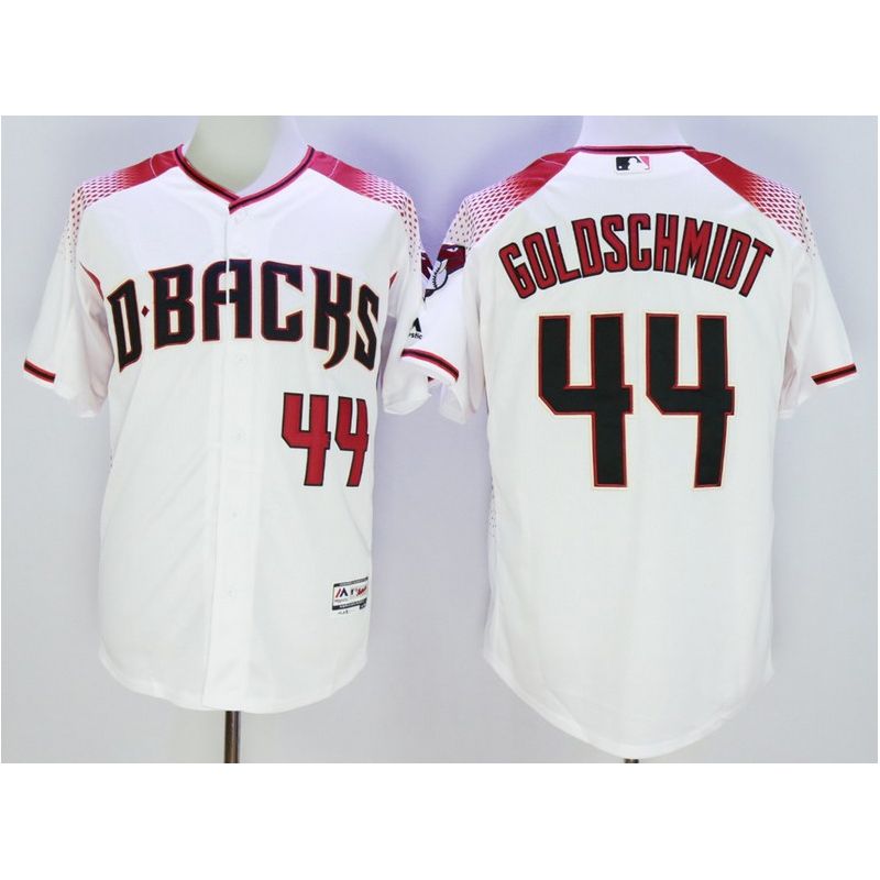 Cheap Paul Goldschmidt Diamondbacks Jersey From China White red lettering FLEXBASE #44