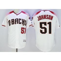 Cheap Randy Johnson Diamondbacks Jersey From China White red lettering FLEXBASE #51