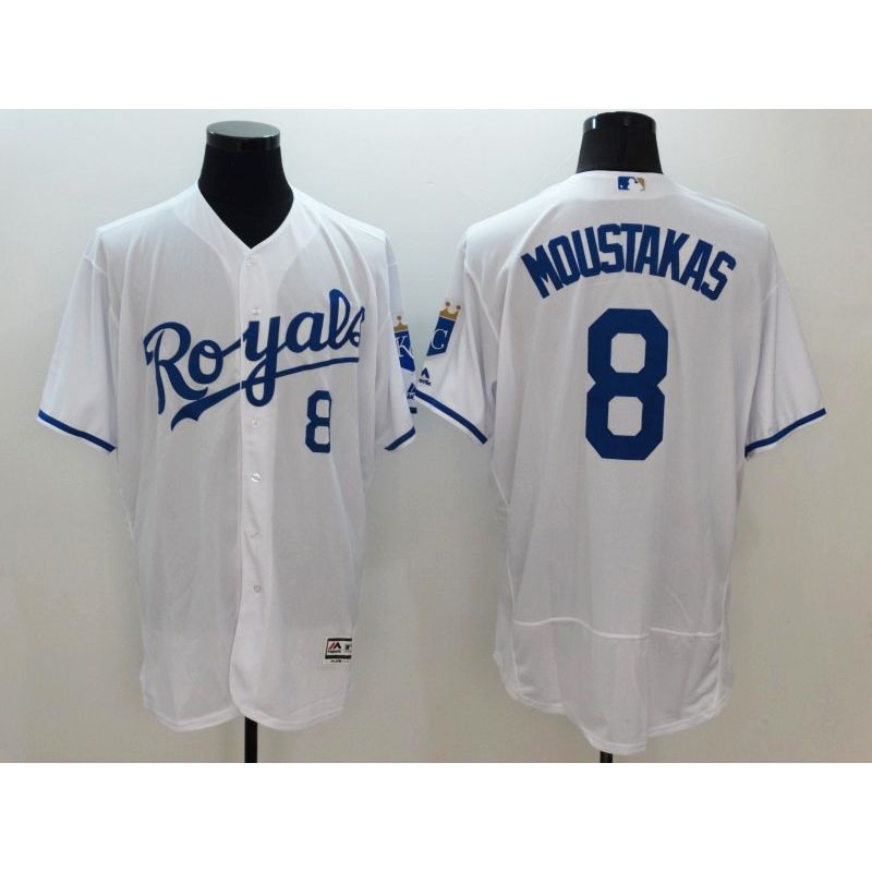 Cheap Mike Moustakas Royals Jersey From China White FLEXBASE #8