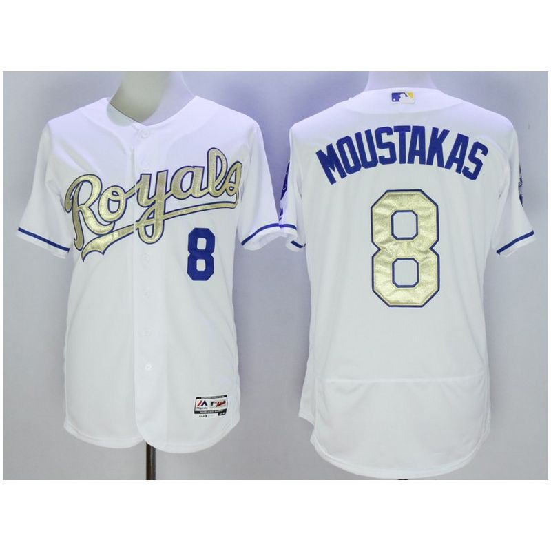 Cheap Mike Moustakas Royals Jersey From China White champion FLEXBASE #8