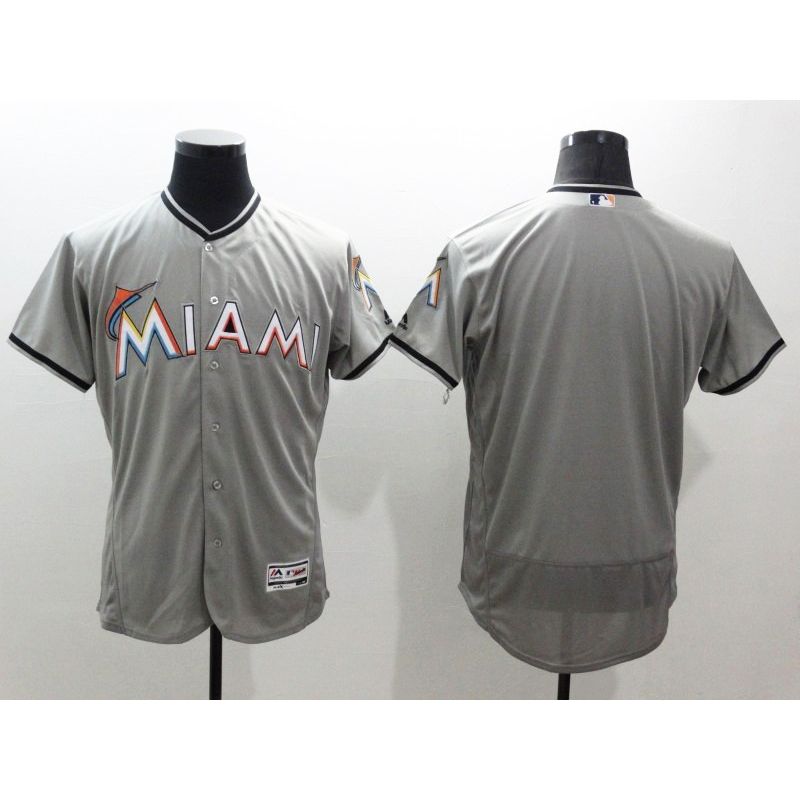 Cheap Marlins Jersey From China Gray Blank FLEXBASE