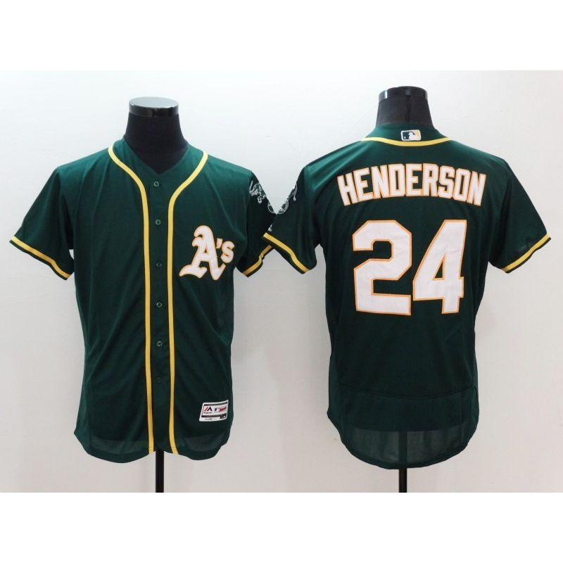 Cheap Rickey Henderson Athletics Jersey From China Green FLEXBASE #24