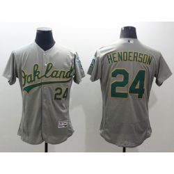 Cheap Rickey Henderson Athletics Jersey From China Grey FLEXBASE #24