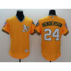 Cheap Rickey Henderson Athletics Jersey From China Yellow FLEXBASE #24