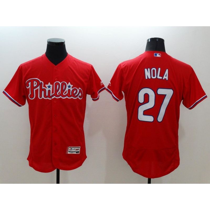 Cheap Aaron Nola Phillies Jersey From China Red FLEXBASE #27