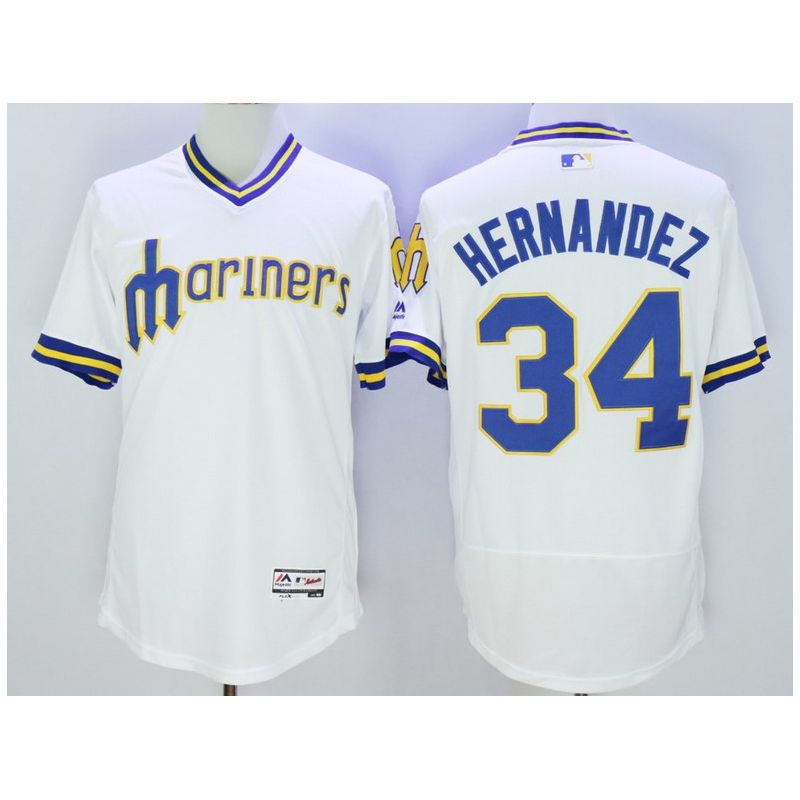 Cheap Felix Hernandez Mariners Jersey From China White V-neck FLEXBASE #34