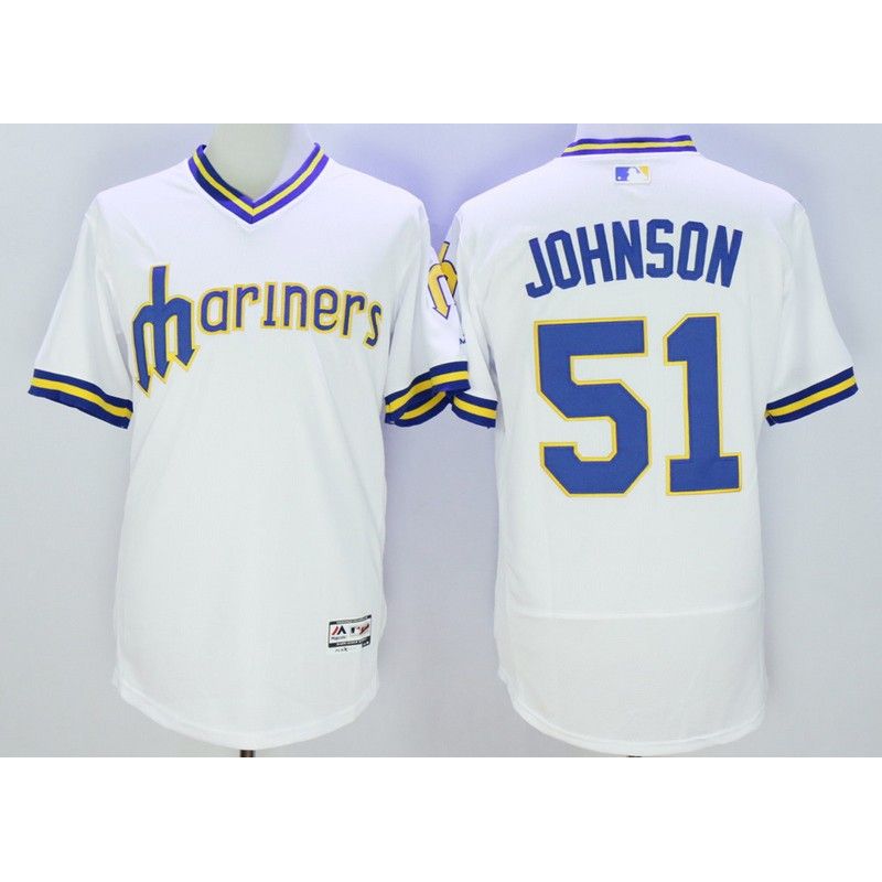 Cheap Randy Johnson Mariners Jersey From China White V-neck FLEXBASE #51