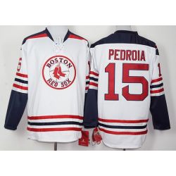 Cheap Dustin Pedroia Red Sox Hockey Jersey From China White #15