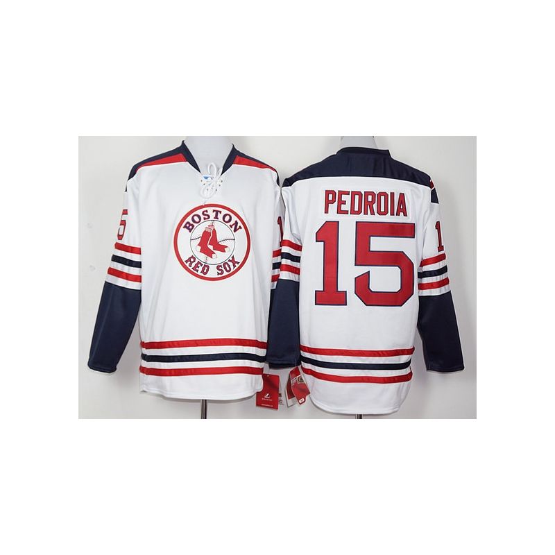 Cheap Dustin Pedroia Red Sox Hockey Jersey From China White #15