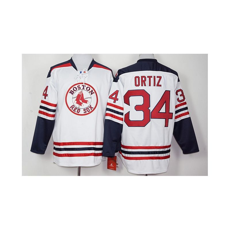 Cheap David Ortiz Red Sox Hockey Jersey From China White #34