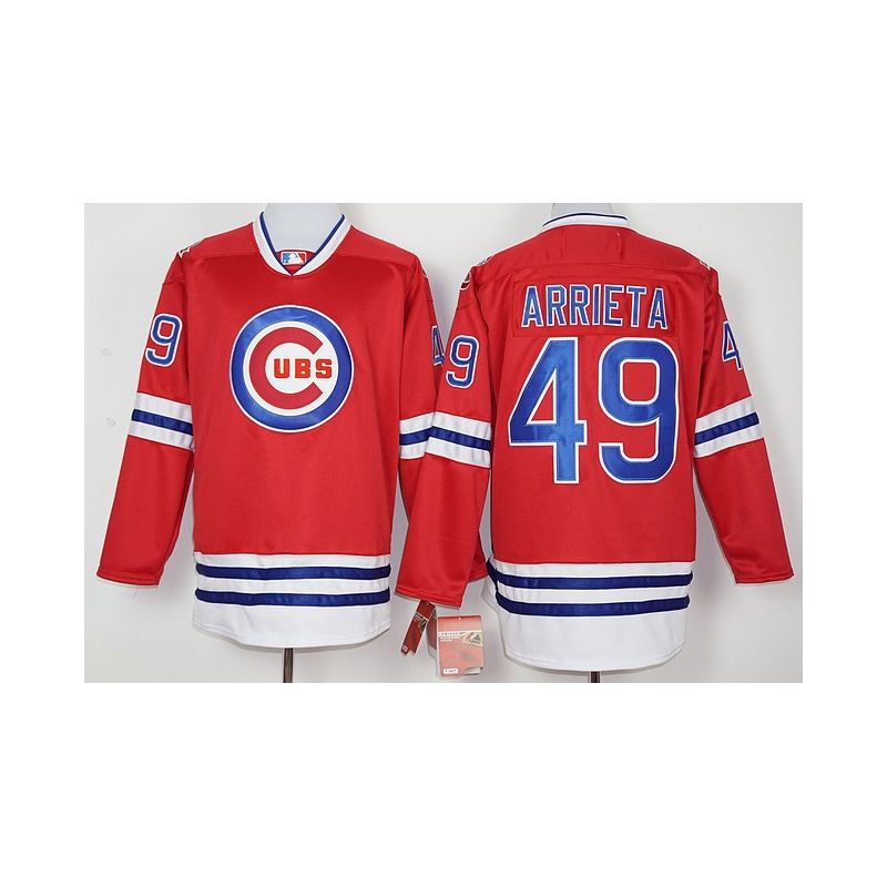 Cheap Jake Arrieta Cubs Hockey Jersey From China Red #49 Cheap Jake Arrieta Cubs Hockey Jersey From China Red #49