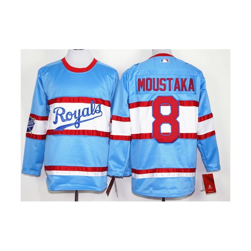 Cheap Mike Moustakas Royals Hockey Jersey From China Light Blue #8