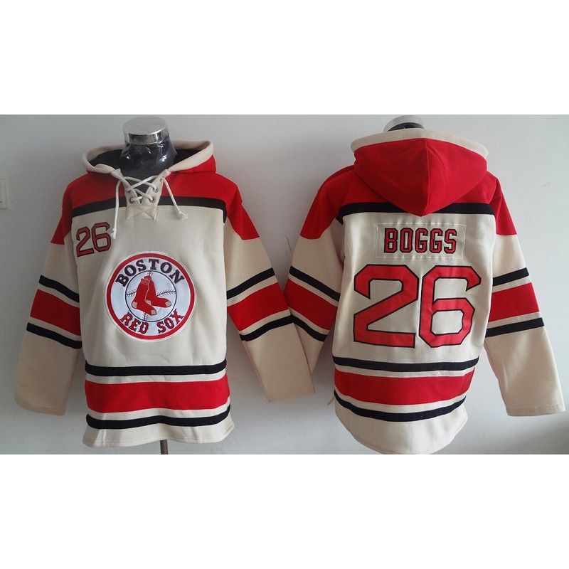 Cheap Wade Boggs Red Sox Hoodie Cream #26