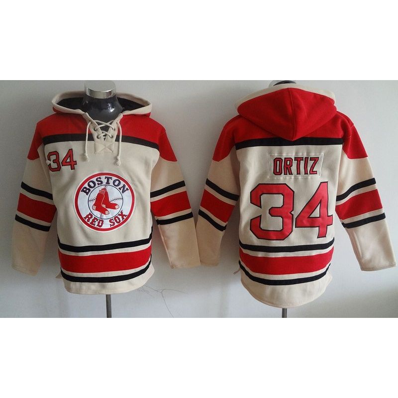 Cheap David Ortiz Red Sox Hoodie Cream #34