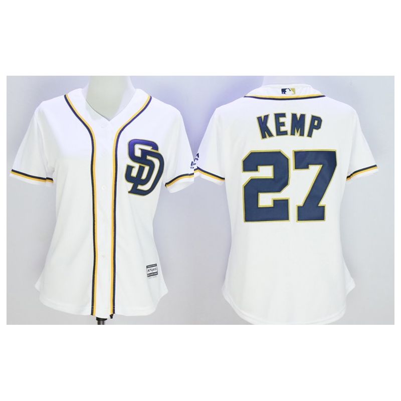 Cheap Matt Kemp Padres Women Jersey From China 2016 White #27