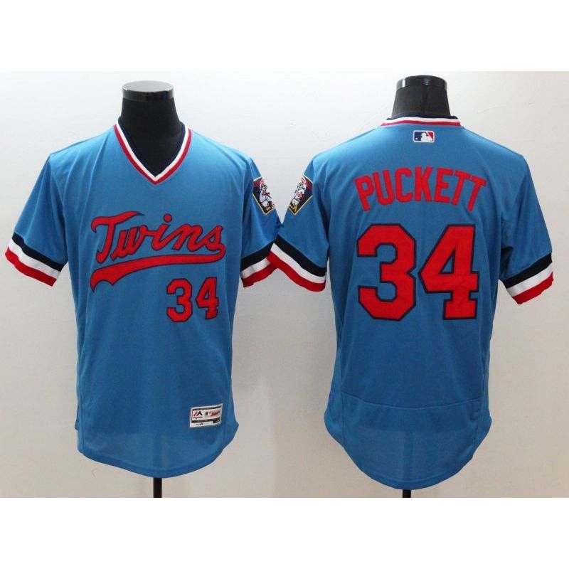 Cheap Kirby Puckett Twins Jersey From China Light Blue FLEXBASE #34