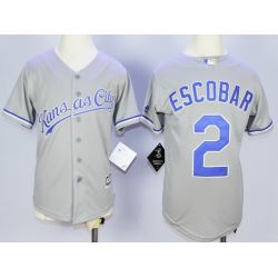 Cheap Alcides Escobar Royals Youth Jersey From China Grey 2016 #2