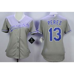 Cheap Salvador Perez Royals Women Jersey From China Gray #13