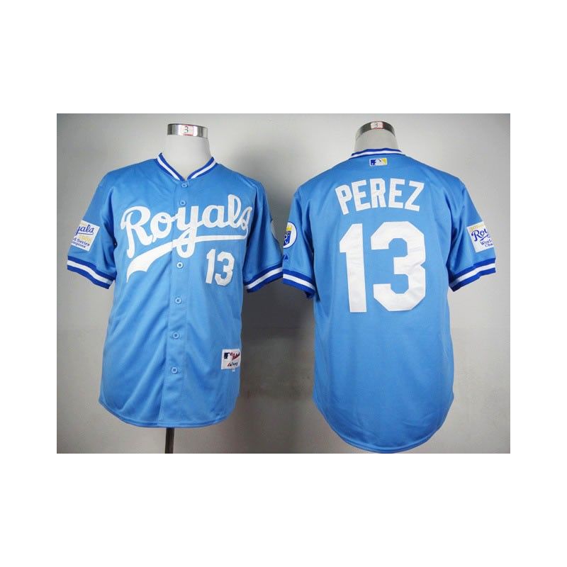 Cheap Salvador Perez Royals Jersey From China Light Blue 1985 Turn Back The Clock #13 In Men Women Youth Size