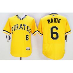 Cheap Starling Marte Pirates Jersey From China 2016 FlexBase Yellow #6 In Men Women Youth Size