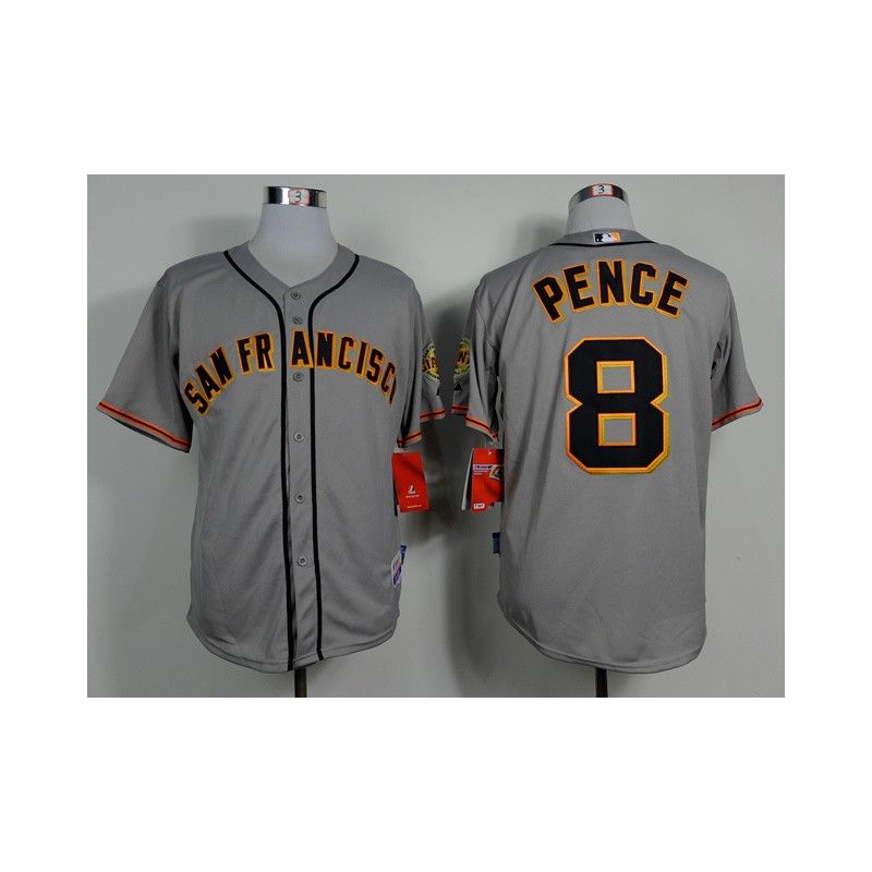 Cheap Hunter Pence Giants Grey Jersey From China #8 In Men Women Youth Size