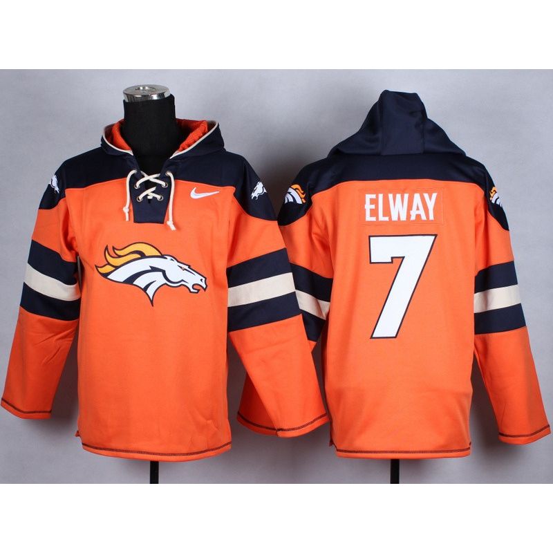Cheap John Elway Broncos Hoodie From China Orange #7