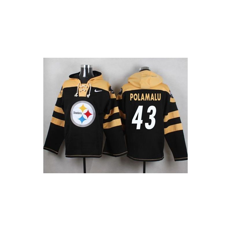 Cheap Troy Polamalu Steelers Hoodie From China Black #43