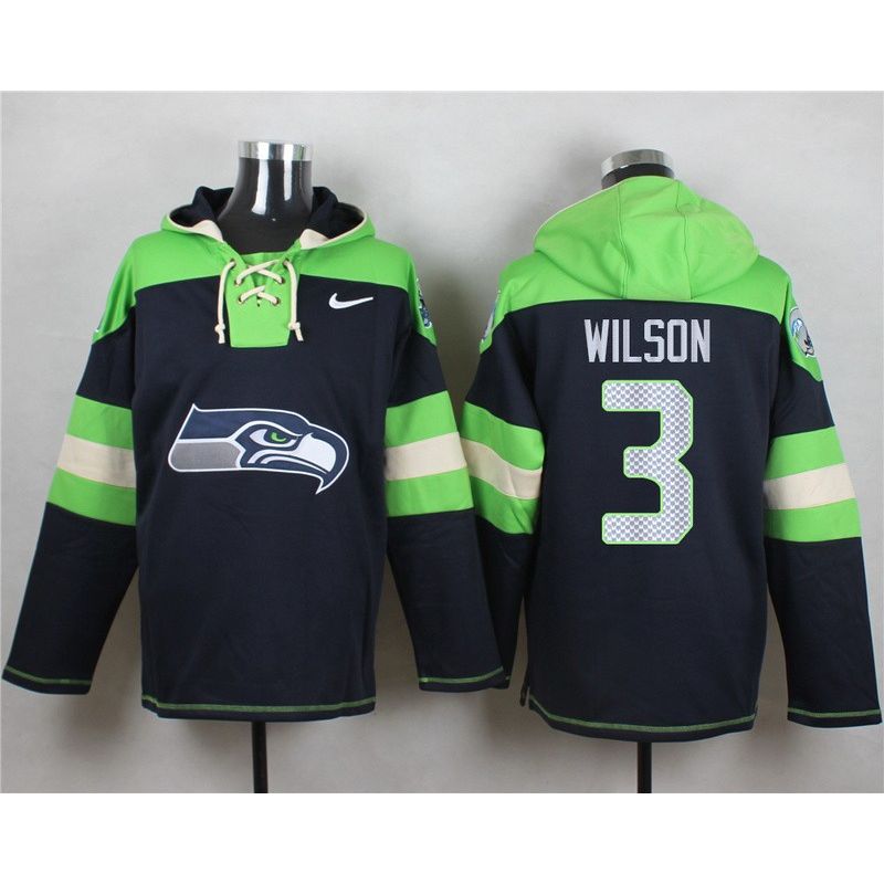 Cheap Russell Wilson Seahawks Hoodie From China Blue #3