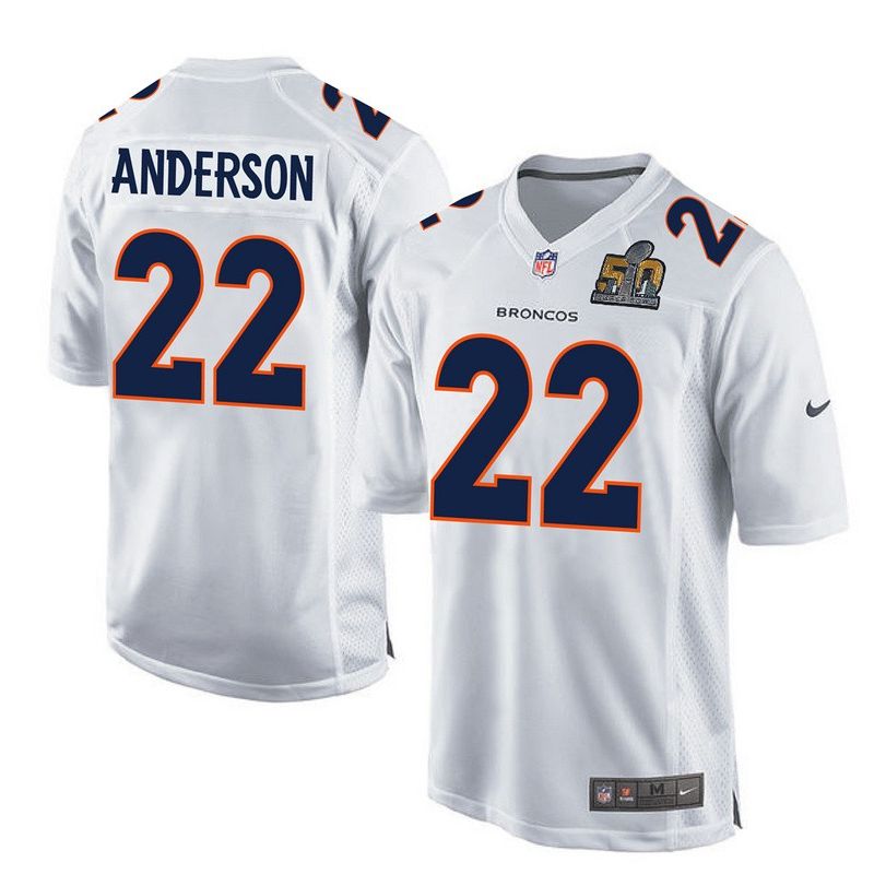 Cheap CJ Anderson Broncos Jersey From China White Super Bowl 50 game event Limited #22