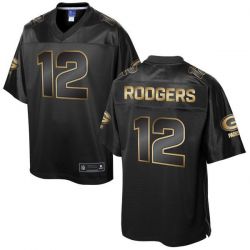 Cheap Aaron Rodgers Packers Jersey From China ProLine Black 2016 Gold Collection #12