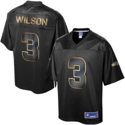 Cheap Russell Wilson Seahawks Jersey From China ProLine Black 2016 Gold Collection #3