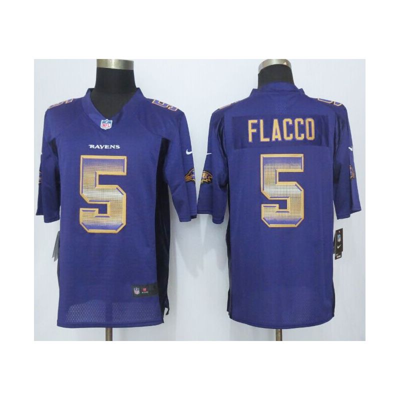 Cheap Joe Flacco Ravens Jersey From China Purple Strobe Limited #5