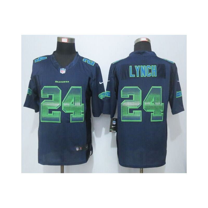 Cheap Marshawn Lynch Seahawks Jersey From China Blue Strobe Limited #24