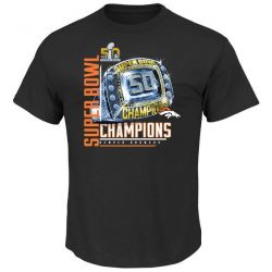 Cheap Broncos T-Shirt From China Black Super Bowl 50 Champions Victory Bling VIII