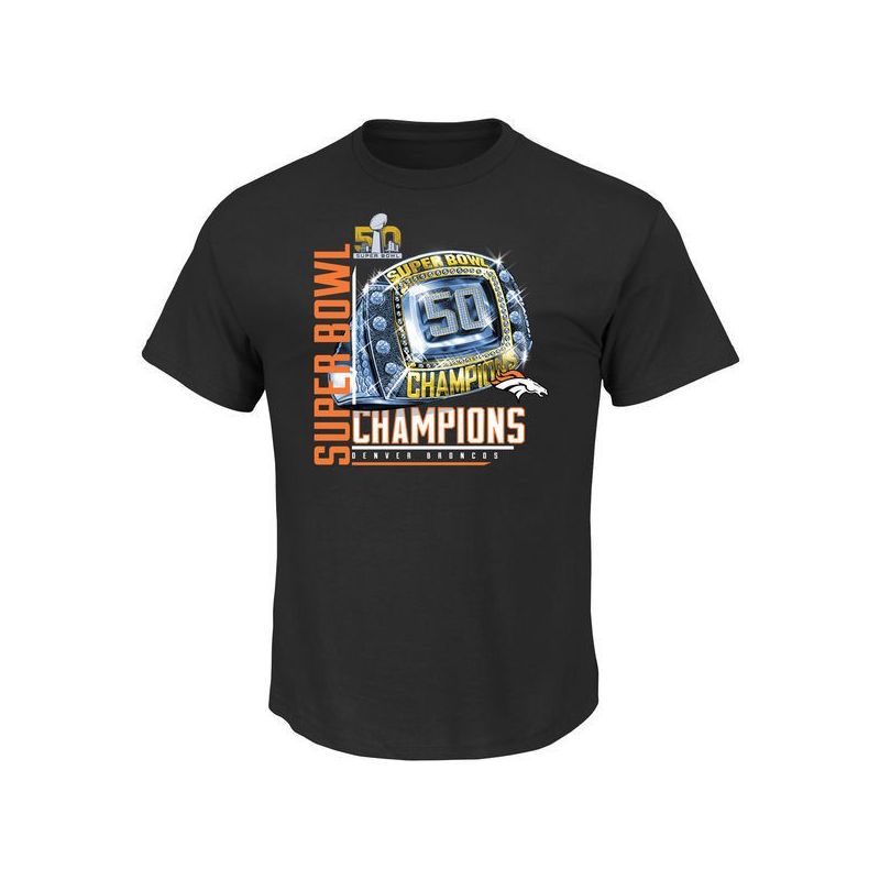 Cheap Broncos T-Shirt From China Black Super Bowl 50 Champions Victory Bling VIII