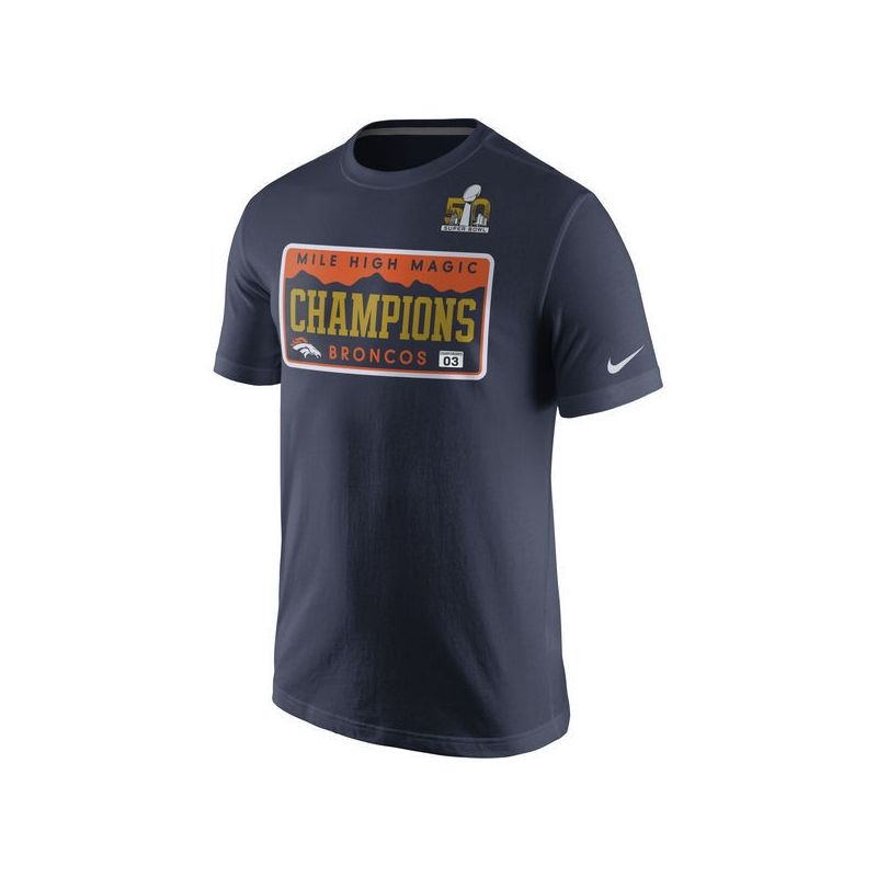 Cheap Broncos T-Shirt From China Navy Super Bowl 50 Champions Celebration Local