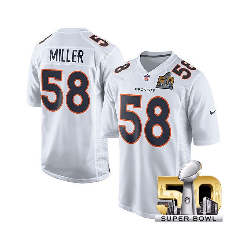 Cheap Von Miller Broncos Youth Jersey From China White Super Bowl 50 game event Game #58