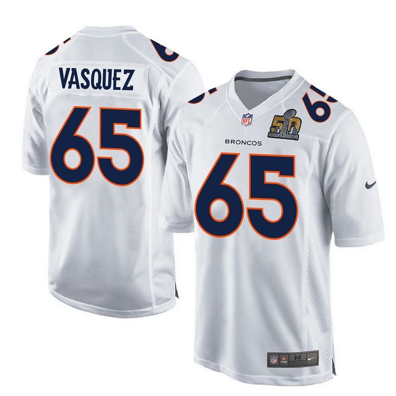 Cheap Louis Vasquez Broncos Youth Jersey From China White Super Bowl 50 game event Game #65