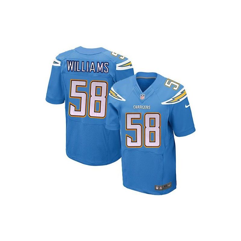Cheap San Tourek Williams Chargers Jersey From China Light Blue Elite #58