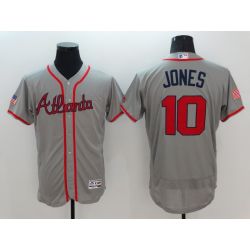 Cheap Chipper Jones Braves Jersey From China Grey Fashion Stars & Stripes 2016 FLEXBASE #10 in Men Women Youth Size