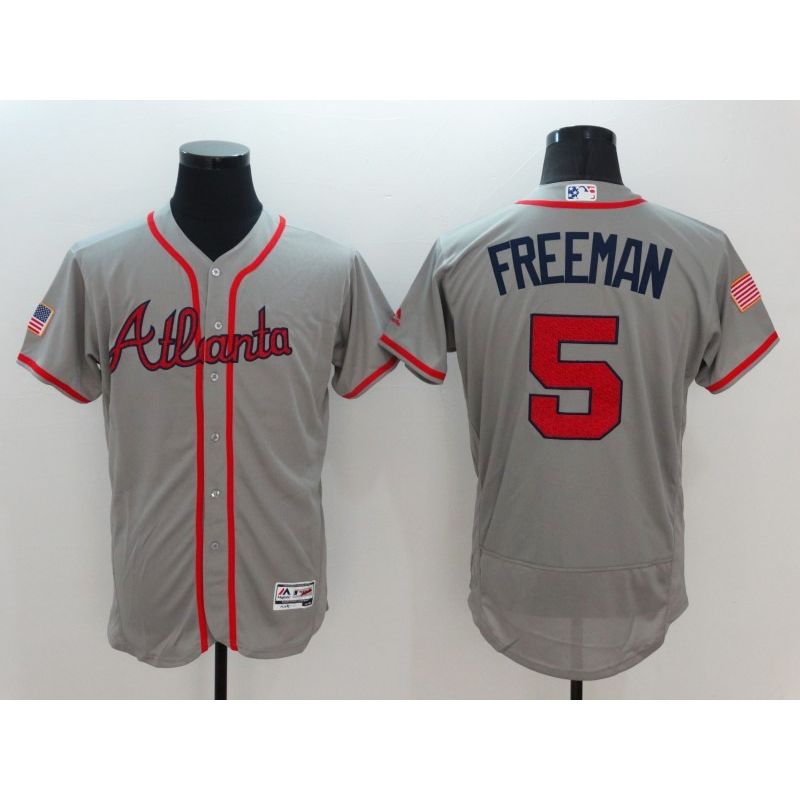 Cheap Freddie Freeman Braves Jersey From China Grey Fashion Stars & Stripes 2016 FLEXBASE #5 in Men Women Youth Size